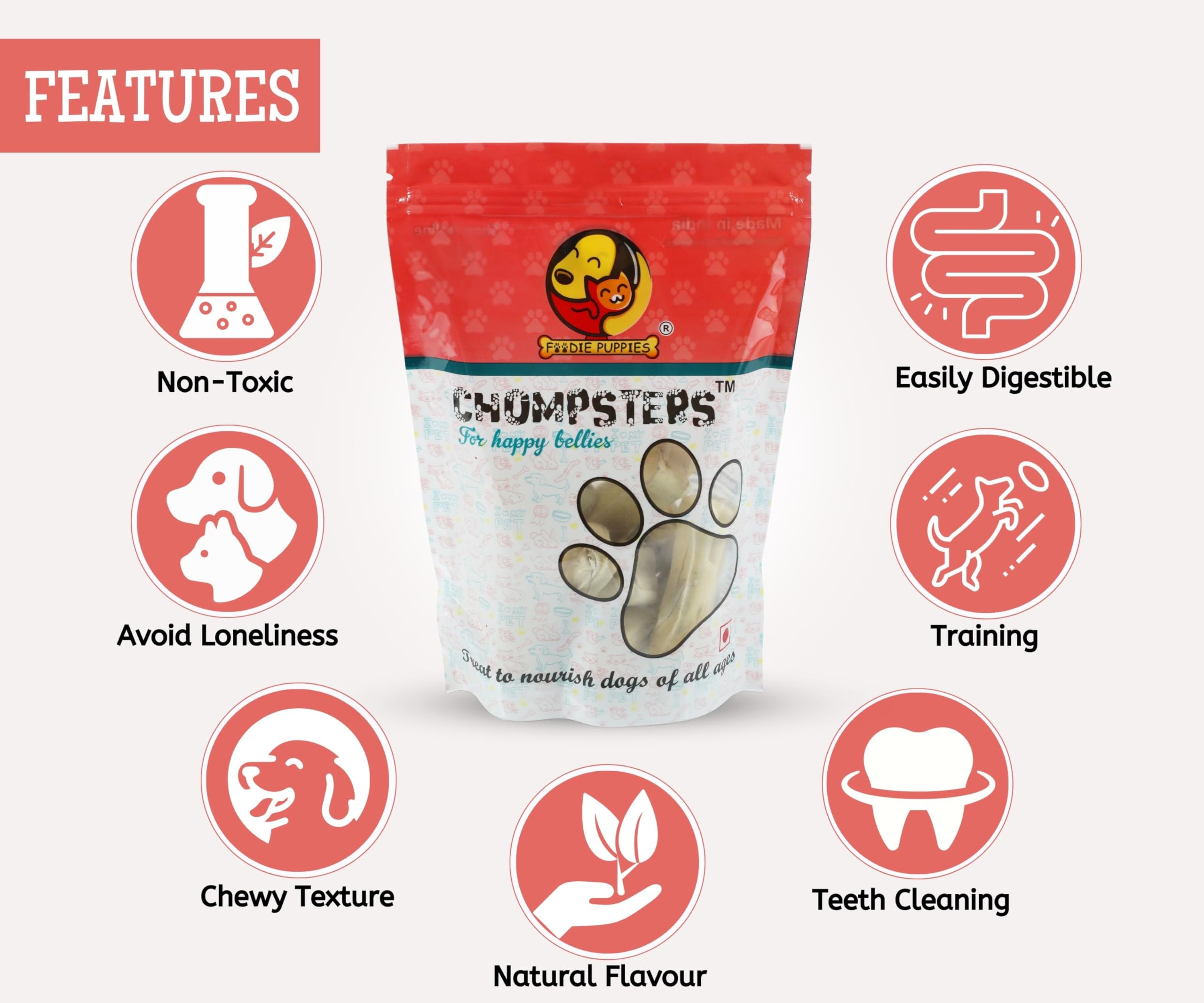 Foodie Puppy Chompsters Rawhide Pressed Bones for Dogs β (2 Inch, 12 Bone) Chicken Flavour Dental Chew Treats for Small Dogs and Puppy | Delicious Calcium Snacks Supports Strong Teeth & Healthy Gums 2