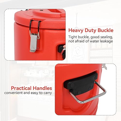 Miniatura 6 de Recipiente de sopa aislado con cuchara de 5 galones, 21 cuartos de galón, portátil, comercial, calentador de alimentos para catering, transportador