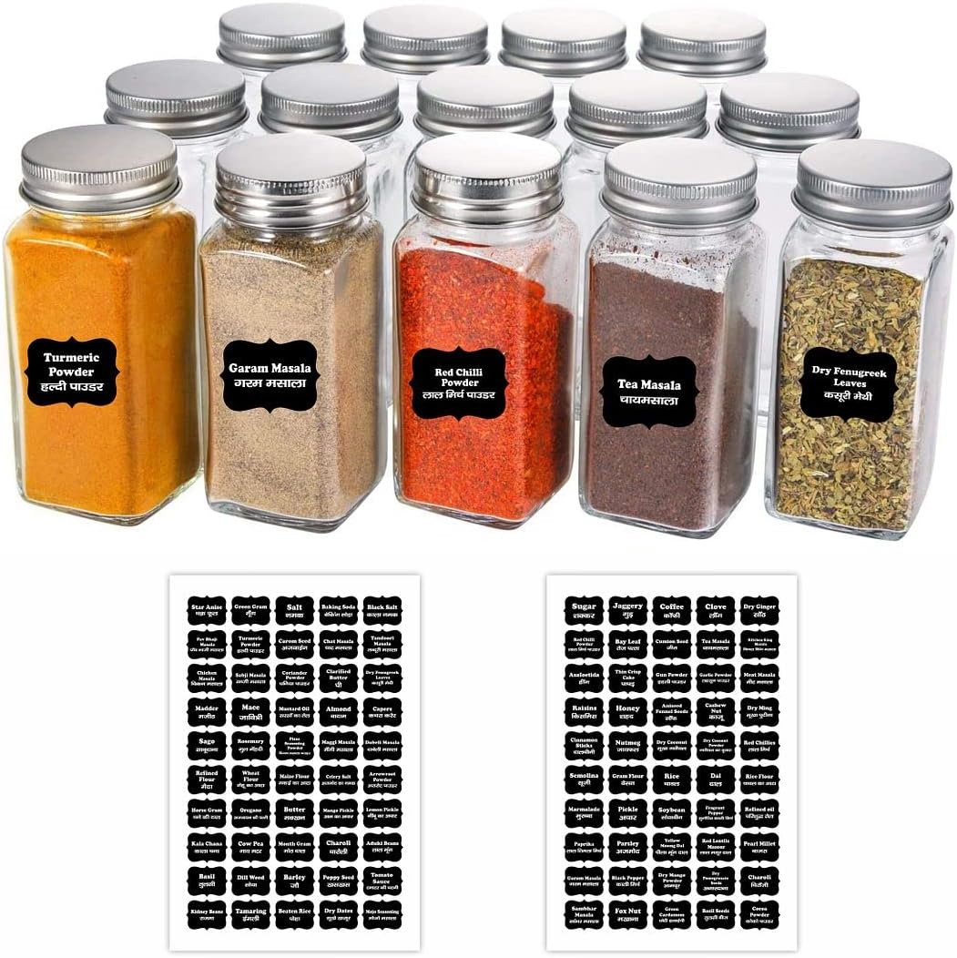 CVANU Spice Printed Label Self-Adhesive/Waterproof Vinyl Sticker for Kitchen Multicolour(150pcs)_C14