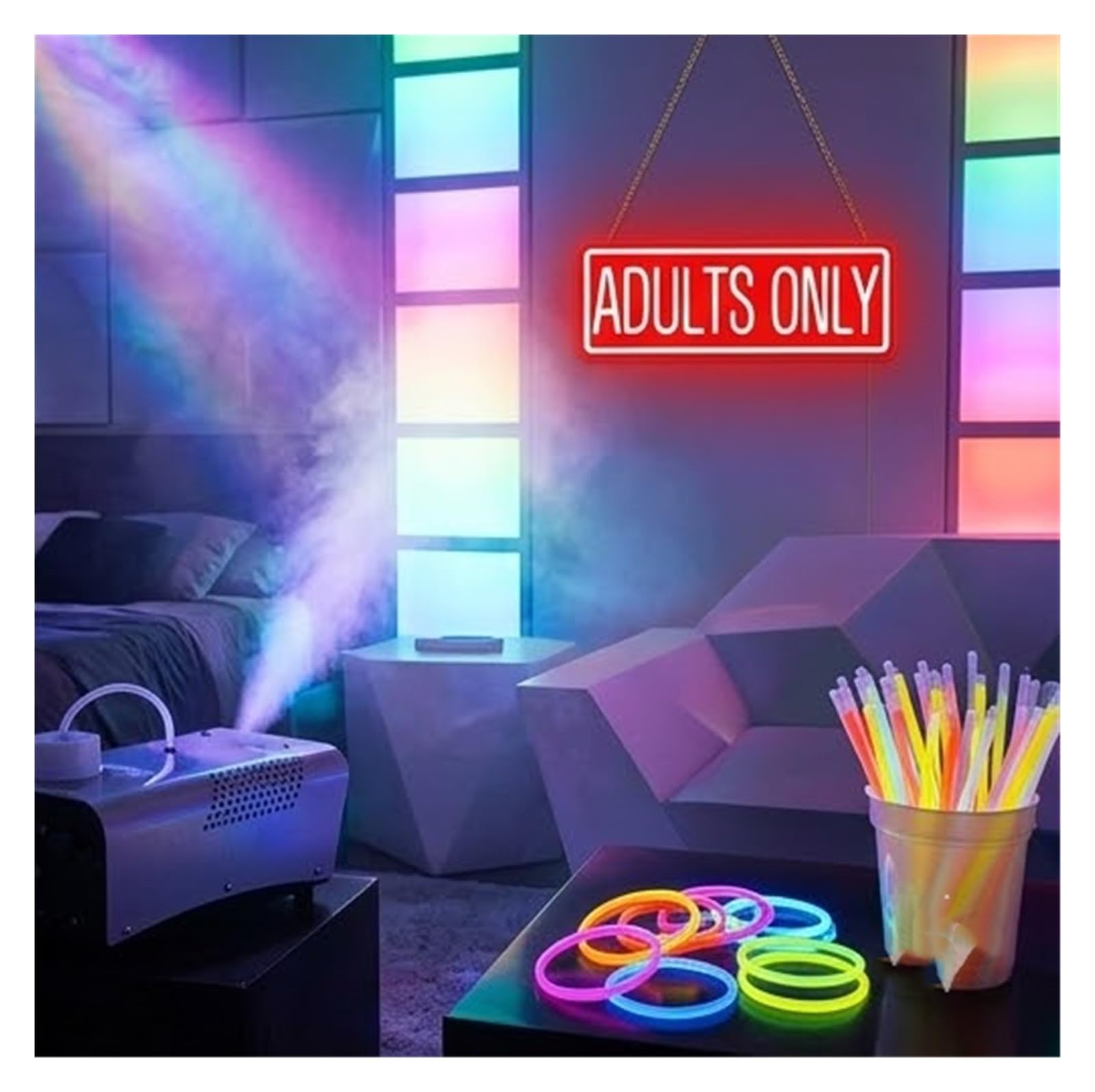 Luz de Diseño de Digital Letrero De Neón Rojo Intenso Con La Leyenda Solo Adultos: Decoración De Pared Versátil Para Fiestas, Dormitorios Y Cuevas Masculinas. Alimentado Por USB 16Cm×40Cm