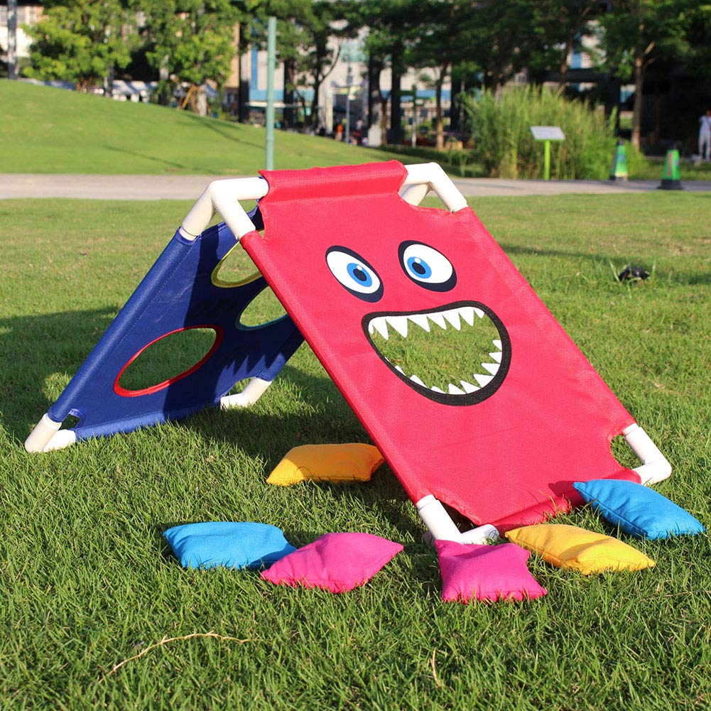 Karlak Tablero de Juego de Lanzamiento Puf, Disfrute Portátil Premium con 6 Pufs para Reuniones Al Aire, Lona Ligera y No Tóxica, Ideal para Actividades Familiares