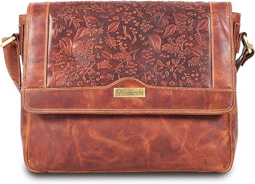 VALENCHI Real Genuine Leather Women's Crossbody PurseBag With Adjustable Strap