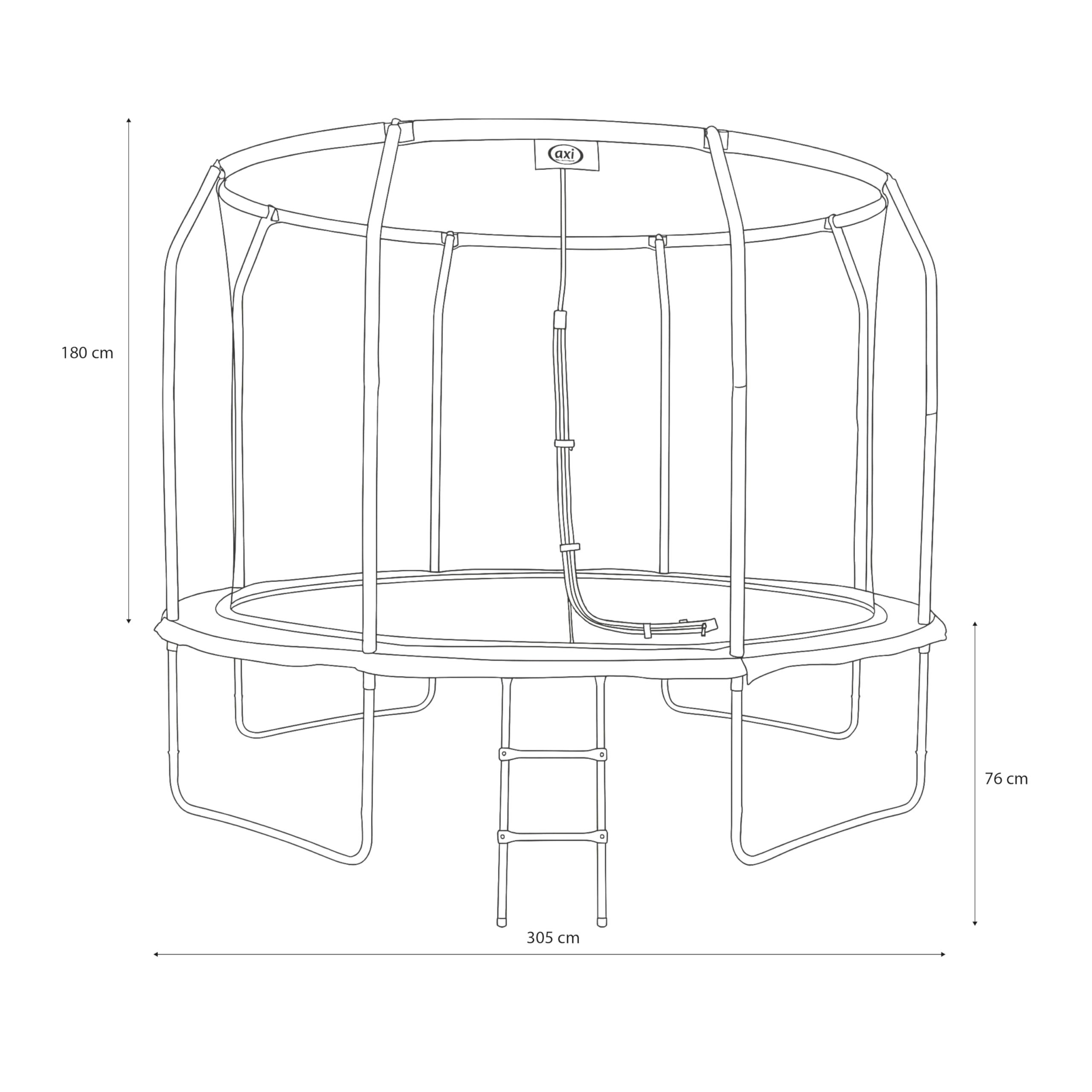 AXI Houston Trampolin rund mit Netz, Inklusive Leiter - Schwarz | Onground Trampolin für Kinder mit Schutzrand | Für den Garten/Outdoor.