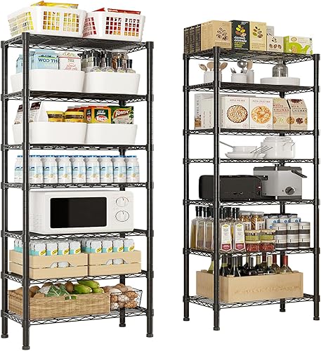 Miniatura 30 de Estante de almacenamiento ajustable de 4 niveles, estante de almacenamiento de metal, estantería de alambre, estantes de almacenamiento de metal