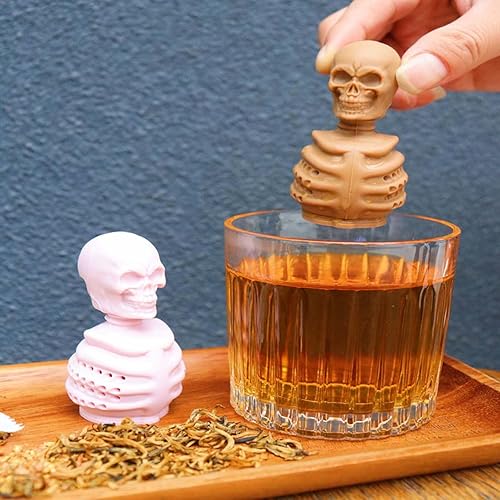Miniatura 3 de 2 infusores de té de calavera para té suelto, coladores de té caliente de silicona de grado alimenticio para momentos de té más agradables con