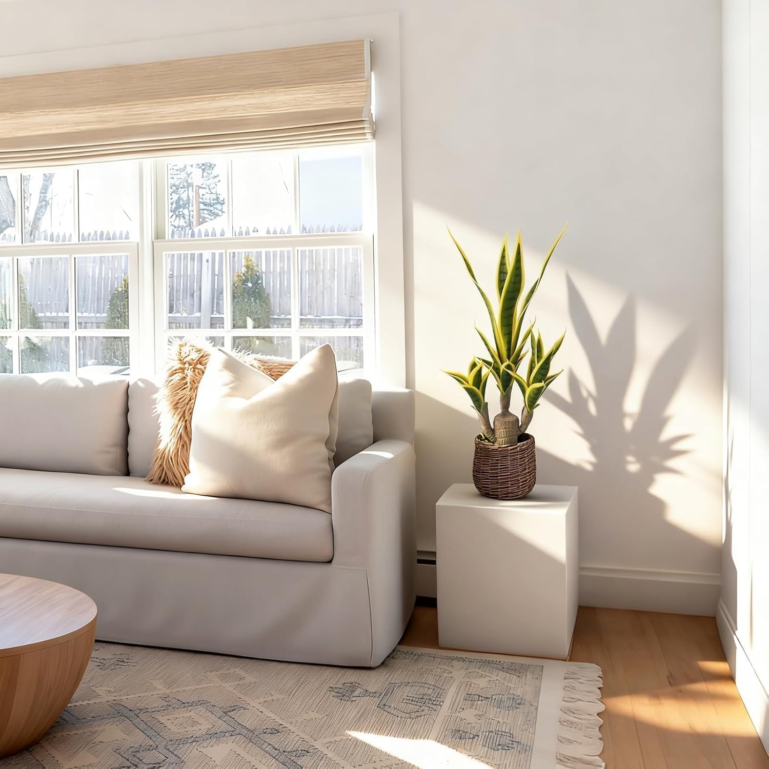 Fake Snake Plant 23.6" Artificial Agave Plant Fake Sansevieria Potted Plants Indoor Outdoor 24 Lifelike Fake Snake Plant Greenery for Home Office Hotel Garden Corner Decor