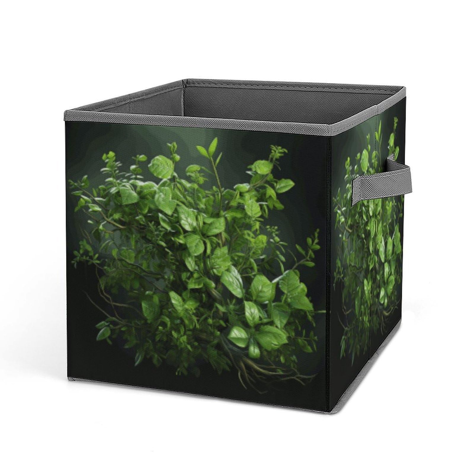 JTREHY Green Leaves Storage Bins Sturdy Large Capacity Folding Sorting Boxes Convenient Stable Storage Box Collapsible Fabric Storages Cubes Organizer with Handles