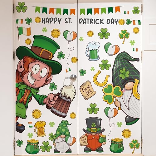 Adhesivo decorativo para puerta del día de San Patricio, trébol de cerveza Gonme Gonme, calcomanías extraíbles de color verde irlandés para puerta