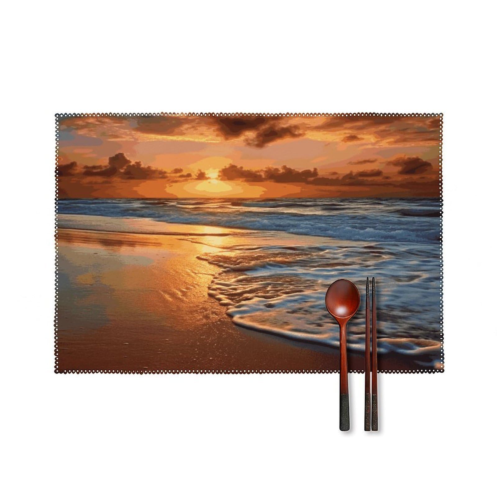 Fodpand Style Evening Beach Sea Water Placemats Set Of 4 Place Mats Table Mats