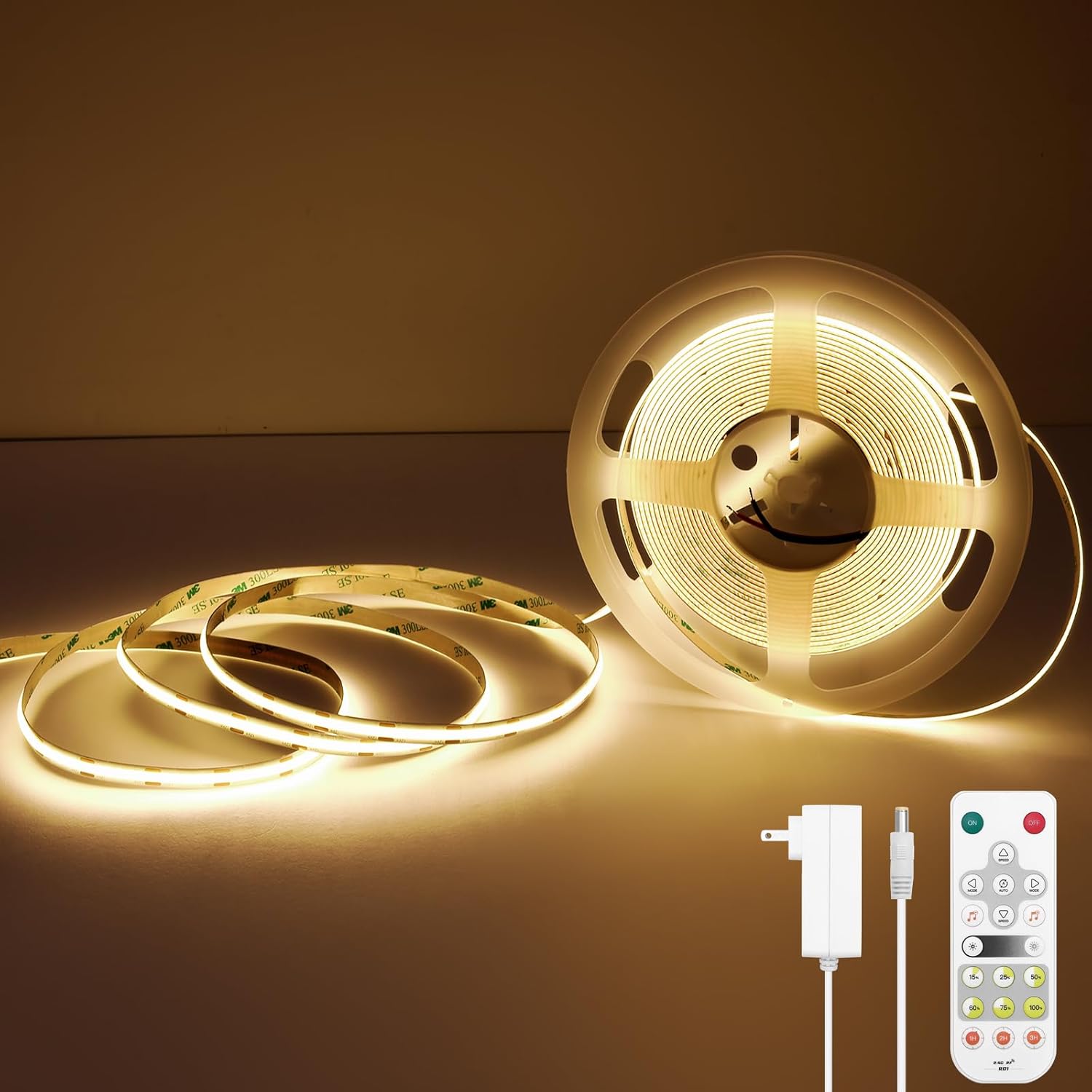 COB Smart LED Strip Light – 16.4ft/5m 3000K Warm White 24V Dimmable Strip Light with Remote High-Density 2400LEDs CRI90+ Compatible with Alexa/Google Assistant Cuttable Tape for Kitchen Under Cabinet COB Smart LED Strip Light – 16.4ft/5m 3000K Warm White 24V Dimmable Strip Light with Remote High-Density 2400LEDs CRI90+ Compatible with Alexa/Google Assistant Cuttable Tape for Kitchen Under Cabinet