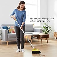 Vista 4 de Escoba de cerdas suaves para interiores, escoba angular con mango largo, escobas de barrido suave para pisos, escoba de cocina