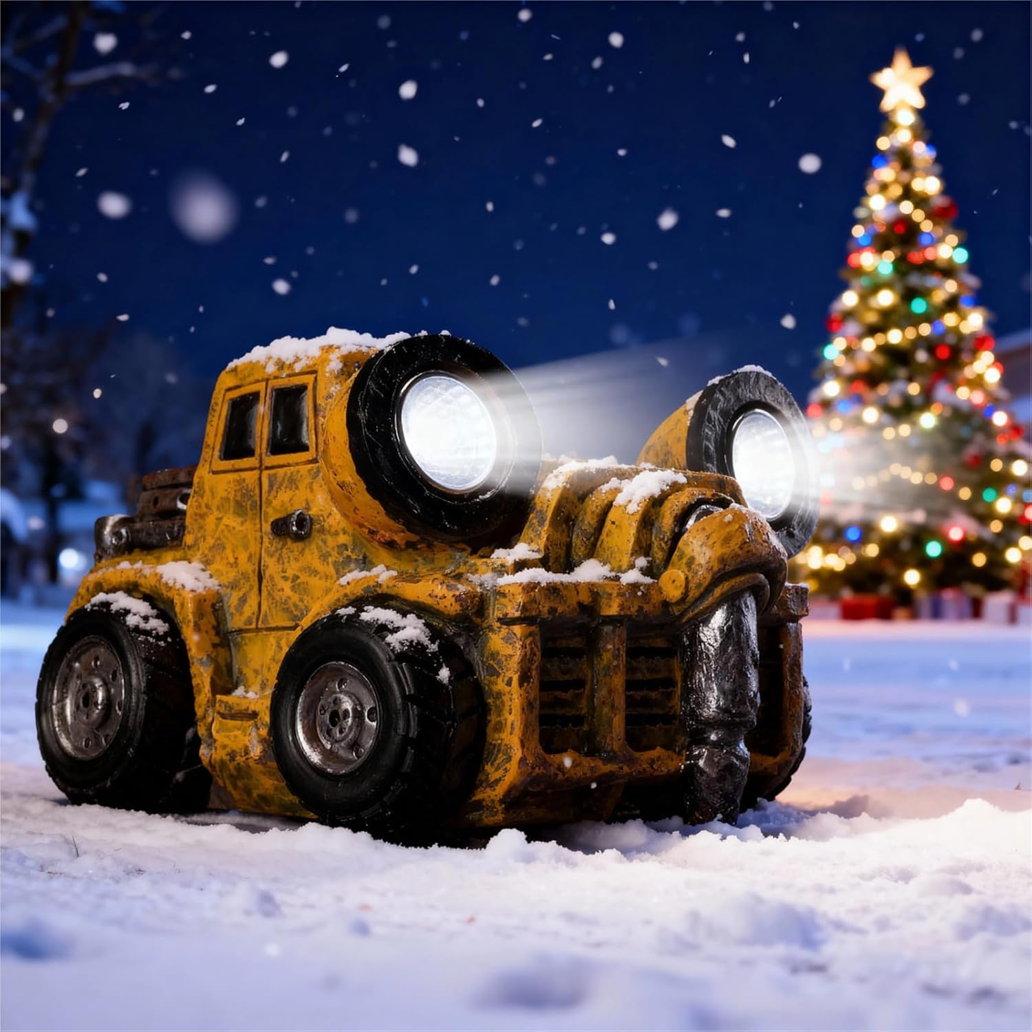 Garden Statue Outdoor Construction Truck Decor with Solar Light Decoration for Yard Patio Lawn Vintage Engineering Decor Gifts for Men