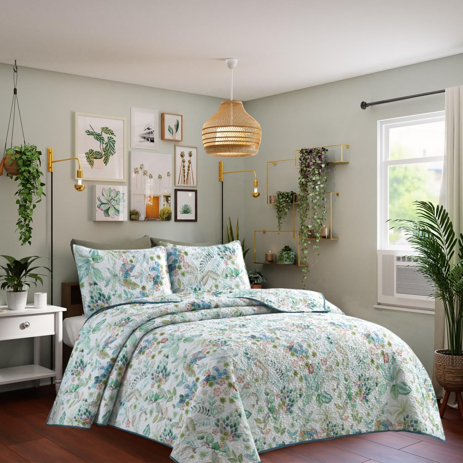 L'IRISDOM Floral Quilt Bedding Set Vintage Quilts Fall