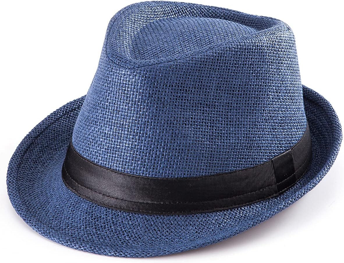 100% Wool Fedora Hat Men, Women Fedora Hats for Men, Women Trilby Hat Straw Sun Hat Panama Hat, 008 Navy, Size: 7 1/4 (58cm), Fits 22'' - 22 7/8'', 7 1/4