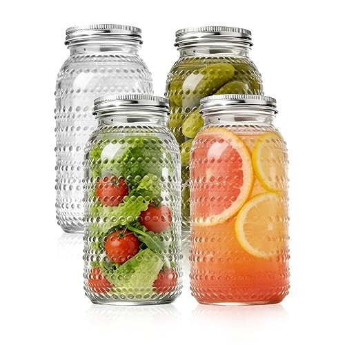 Wide Mouth Mason Jars 64 oz,4 Pack Vintage Half Gallon