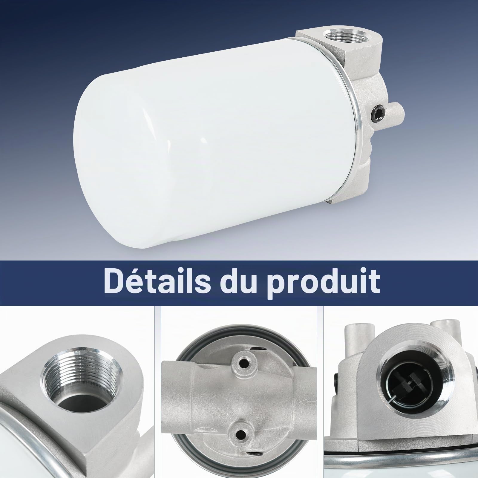 DICMIC Filtre à Huile hydraulique de 10 microns, Design Rotatif, Filtre de Ligne de Retour avec Port indicateur, débit de 20 GPM, 200 psi, Port NPTF de 1,9 cm, Remplacement # 221006
