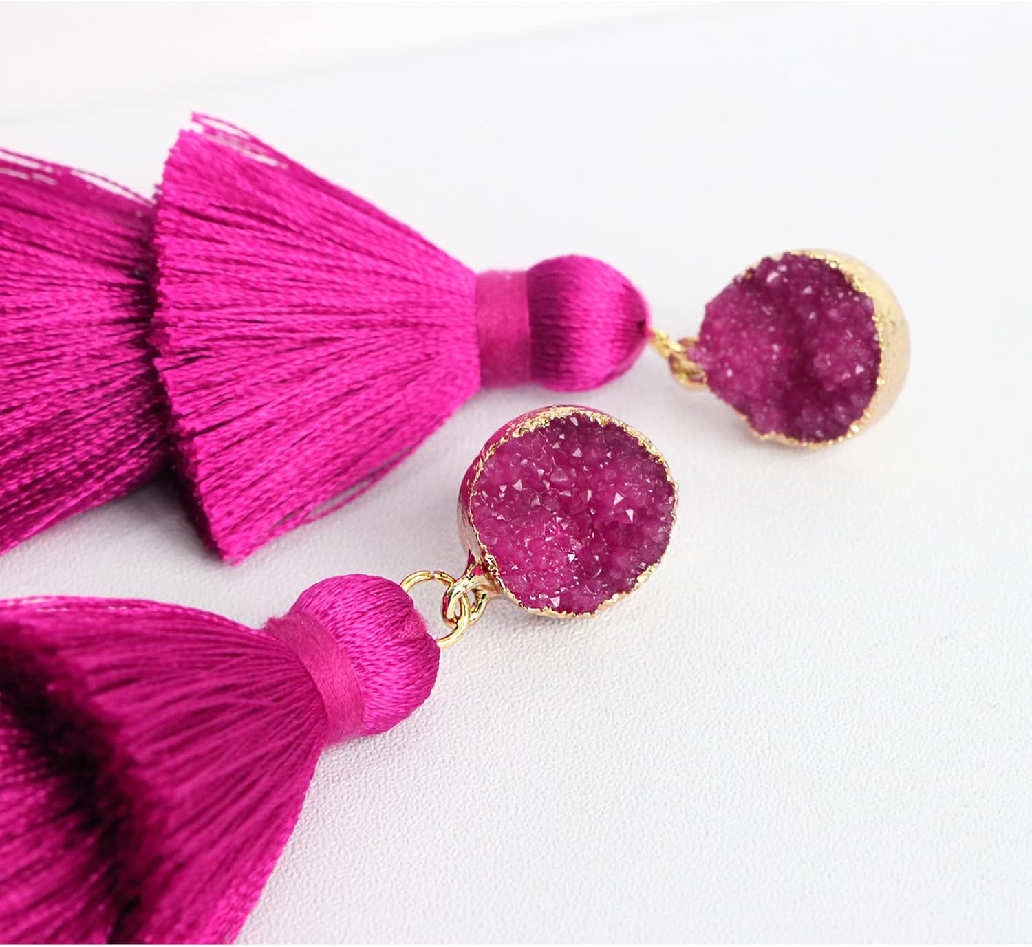 Me&Hz Colorful Layered Tassel Earrings Bohemian Statement Tiered Tassel Big Dangle Drop Earrings for Women Druzy Studs Valentine’s Day Gift image 5