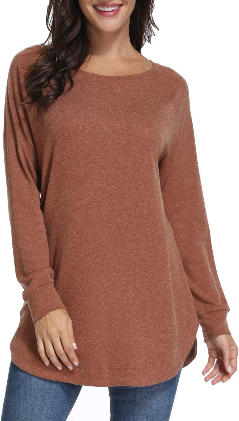 Mingriya Women Long Sleeve Tunic Tops Casual Lightweight Pullovers Sweatershirt