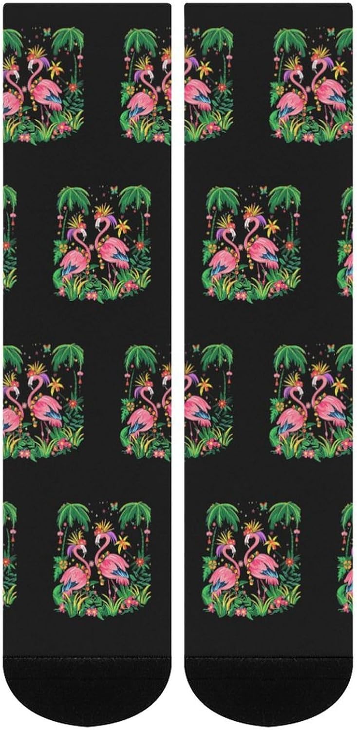 Flamingo Mardi And Gras Day Knee High Socks Athletic Long Stockings Sport Casual Crew Tube Sock Boot 40cm