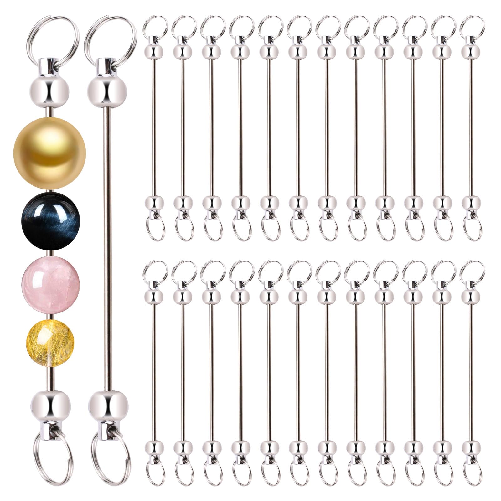Barre portachiavi pour perles et charm : tige en métal rigide pour bijou DIY