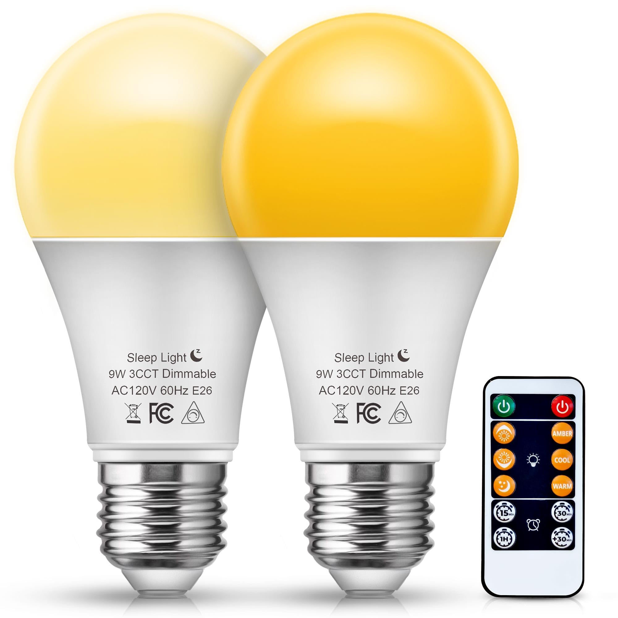 Photo 1 of JandCase A19 LED Light Bulbs with Remote Control, 3 Color, Dimmable, Timer