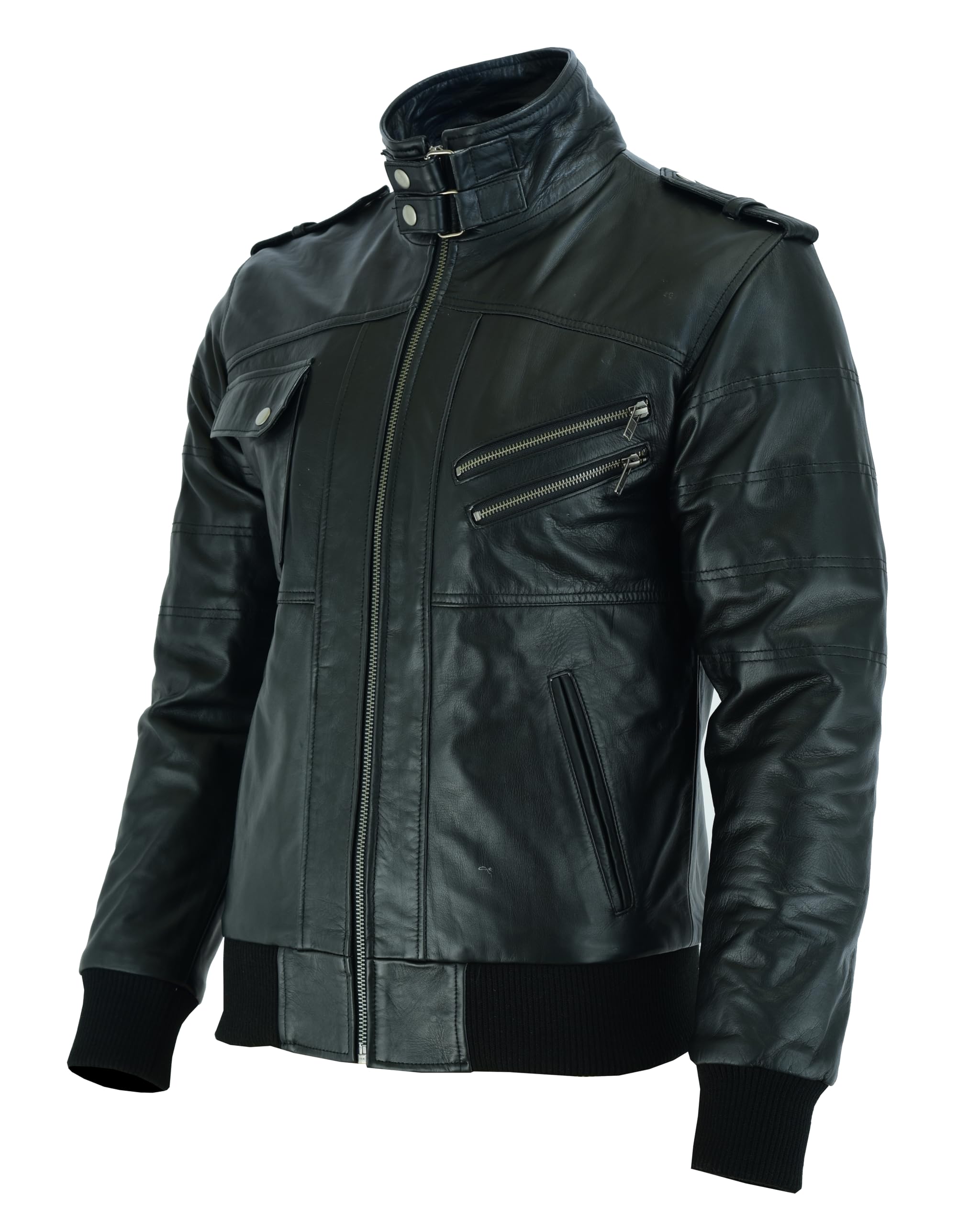 Vance Herren Echt Lederjacke aus 100% Rindsleder Abnehmbarer Hoodie