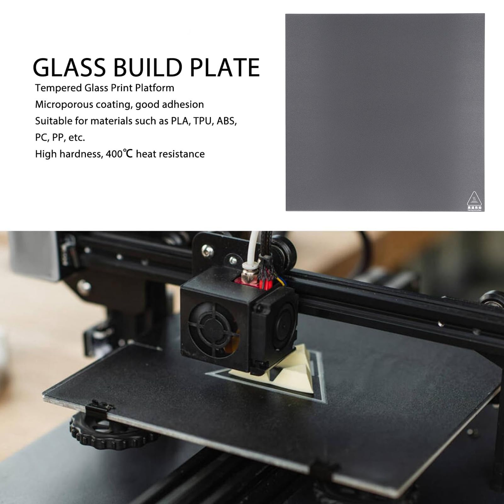 Druckeraufbauplattform, 350 X 350 X 4 Mm, Starke Haftung, Druckplatte aus Gehärtetem Glas für Upgrade-Glasplatte