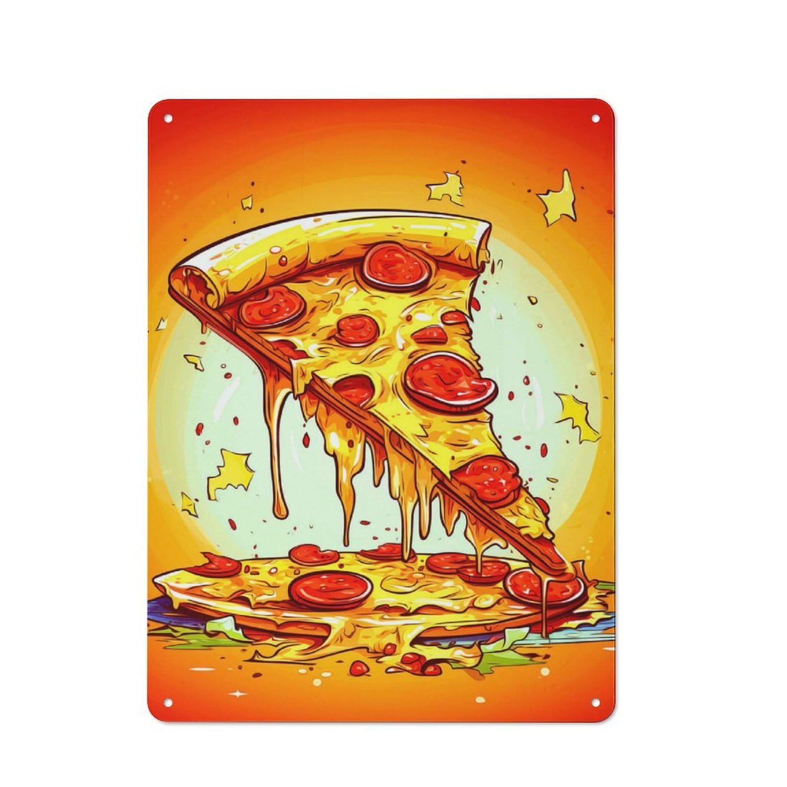 Junmoney Pizza Retro Metal Wall Decor 40X30cm, Tin Wall Sign For Home, Shop, Pub Or Studio Wall, Personal Accent For Everyday Walls