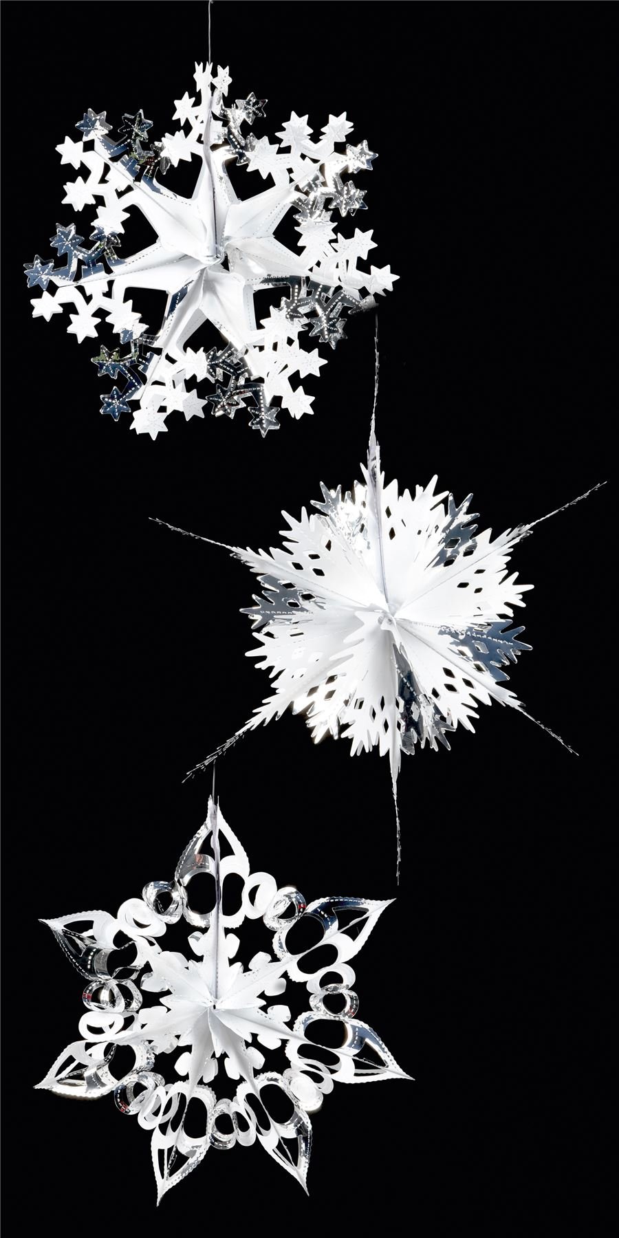 Premier Decorations Silver/White Pack Of 4 Festive & 40Cm Christmas Foil Starbursts, 4 Selected Randomly!