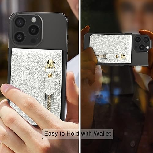 Miniatura 5 de Harryshell Cartera magnética compatible con cartera MagSafe con bolsillo con cremallera capacidad para hasta 6 tarjetas ranuras con soporte para