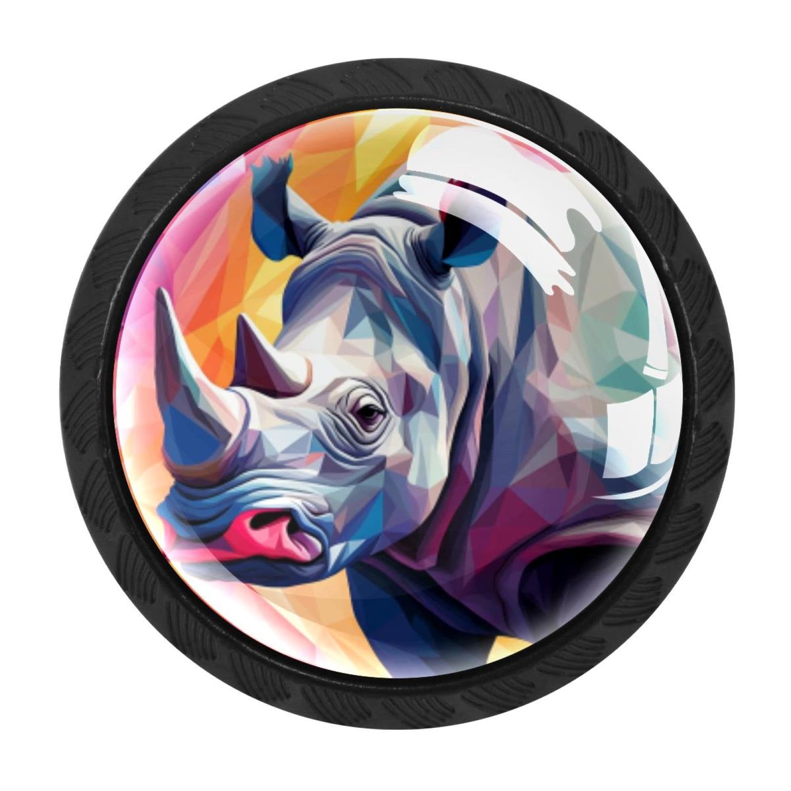 CHENZZZZ Rhinoceros Drawer Knobs 4 Pack Crystal Dresser Knobs 35mm Glass Cabinet Knobs for Home Office Bathroom