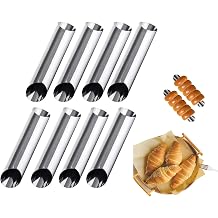 8 Pack Cannoli Tubes, Stainless Steel 5 inch Pancake Tubes Cream Croissant Spiral Cake Baking DIY Spiral Cake Decoration Tool-Candy Corner Mold