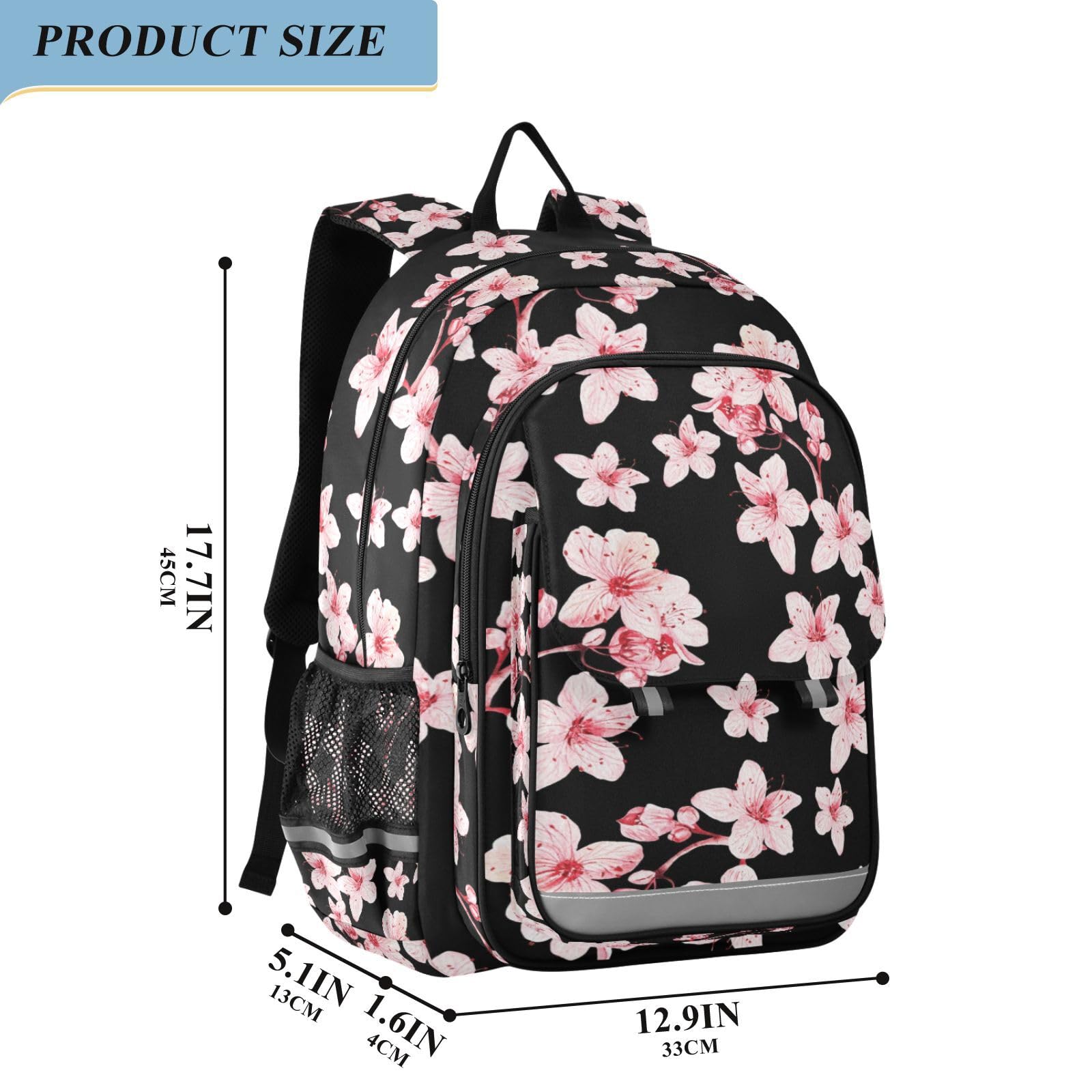 Mnsruu Sac à dos pour ordinateur portable 15,6" Sakura japonais en fleurs de cerisier pour adolescentes, sac à dos de voyage léger pour le travail universitaire, 45 x 33 x 17 cm