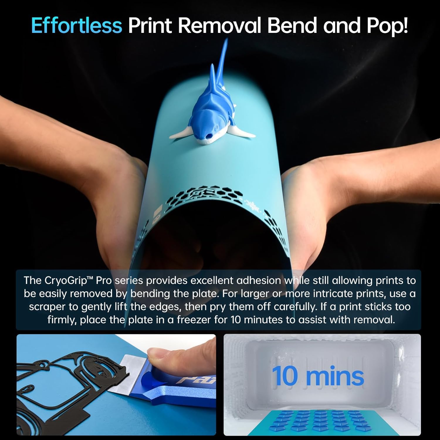 BIQU CryoGrip Pro Glacier-Original Panda Build Plate, Spring Steel Sheet for AD5M/5M Pro/K1/K1C/Ender 3 V3 SE/V3/V2/S1 Pro/V2 Neo/Pro/Kobra 2 Pro/Neptune 3 Pro 3D Printers, Firm Adhesion, 235x235mm
