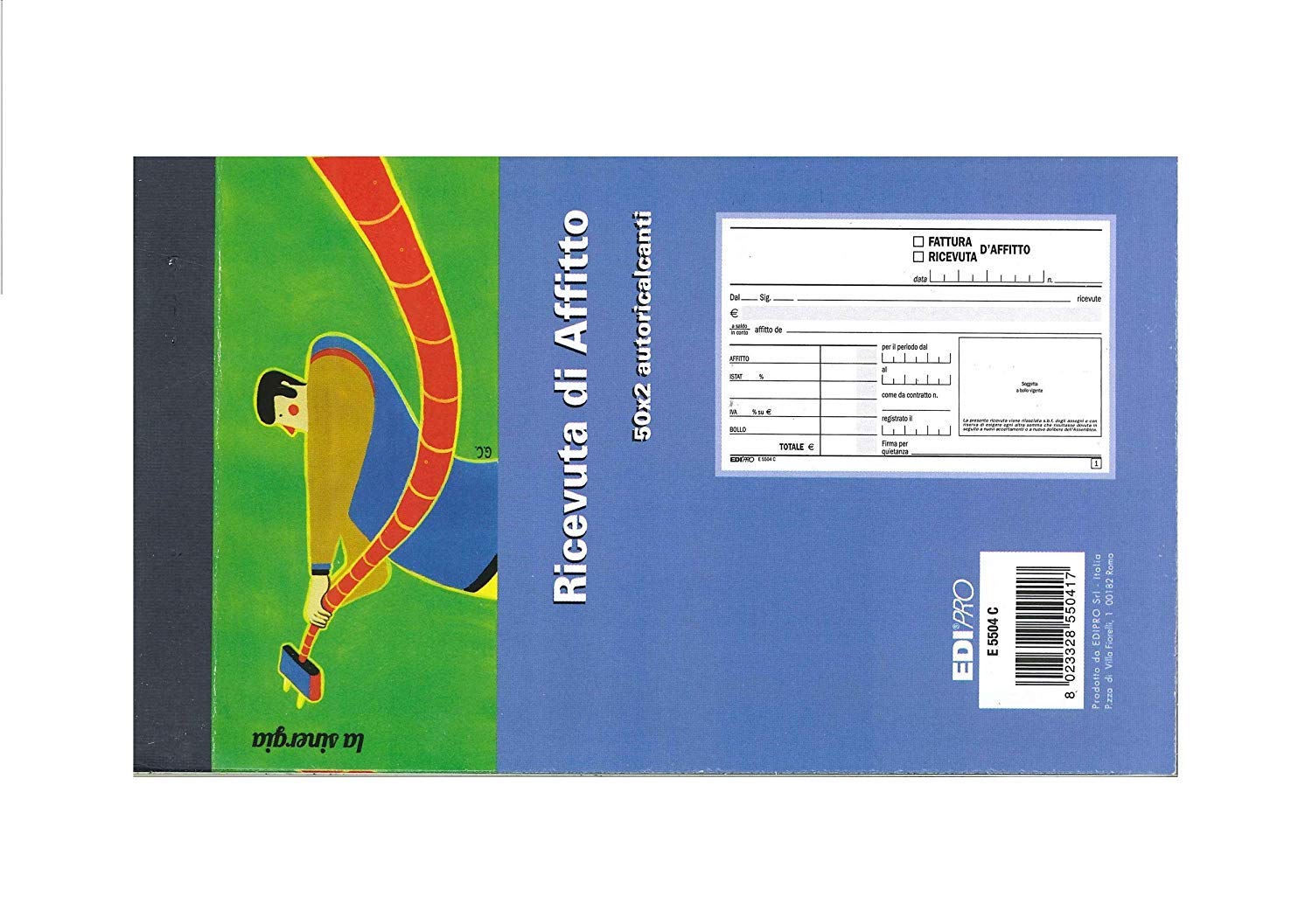 EDIPRO E5504C Blocco ricevuta d'affitto 50x2 autoricalcante 9,9x17