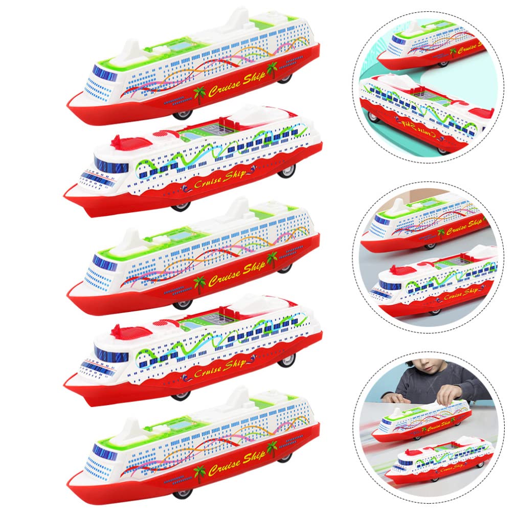 Toyvian Kreuzfahrtschiff Spielzeug Set – 5 Stück Pull-Back Boote Dampfschiffe, 16cm Rückzug Spielzeug für Badewanne Pool Mitgebsel für Kinder