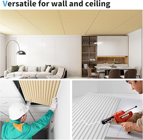Miniatura 5 de Art3d Paquete de 6 paneles de pared 3D con diseño de listones para decoración de pared interior, azulejos decorativos de PVC de 2 x 4 pies, roble