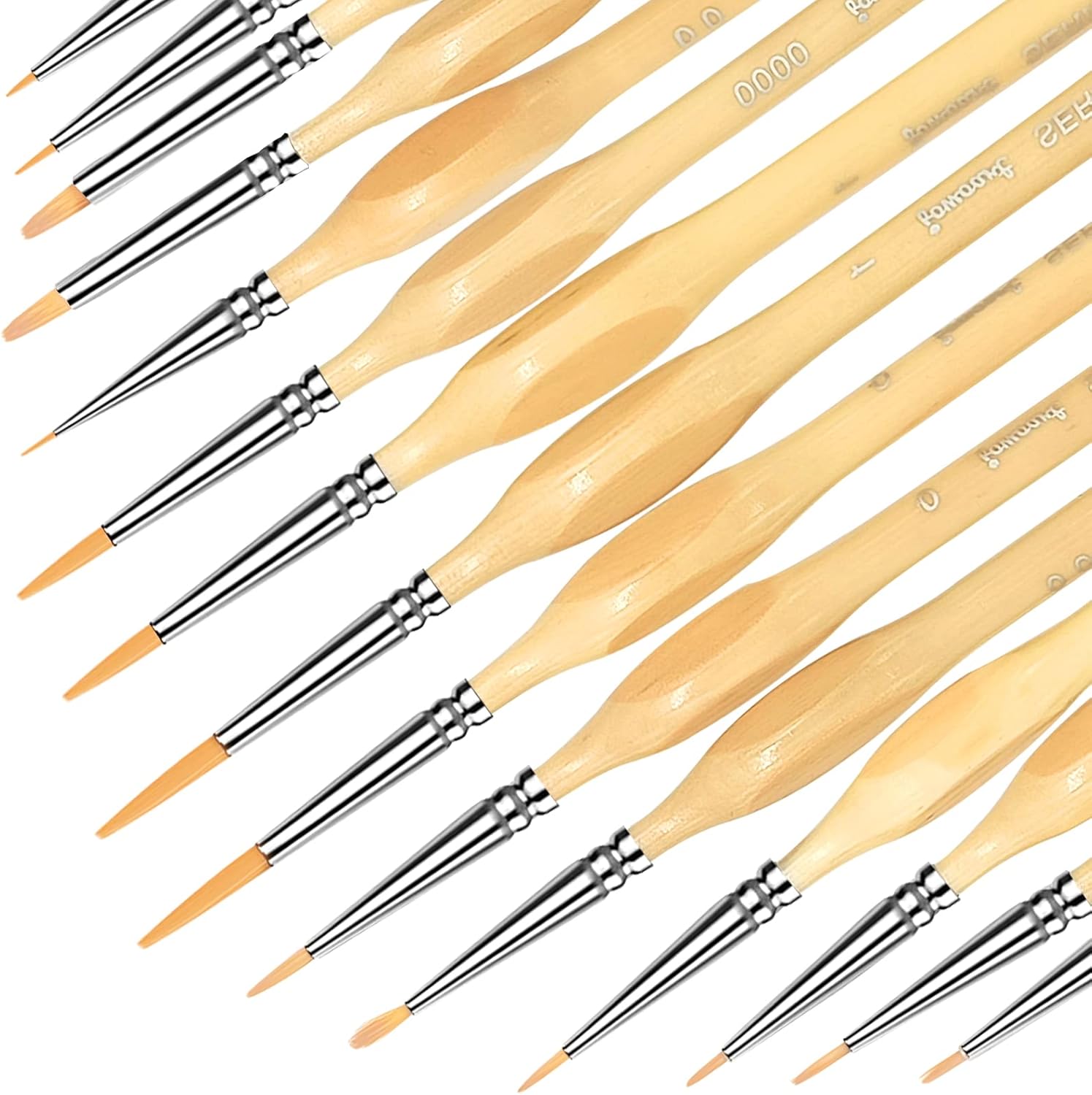 Kecio 15 Pcs Paint Brush Set, Miniature Detail, Nylon Hair