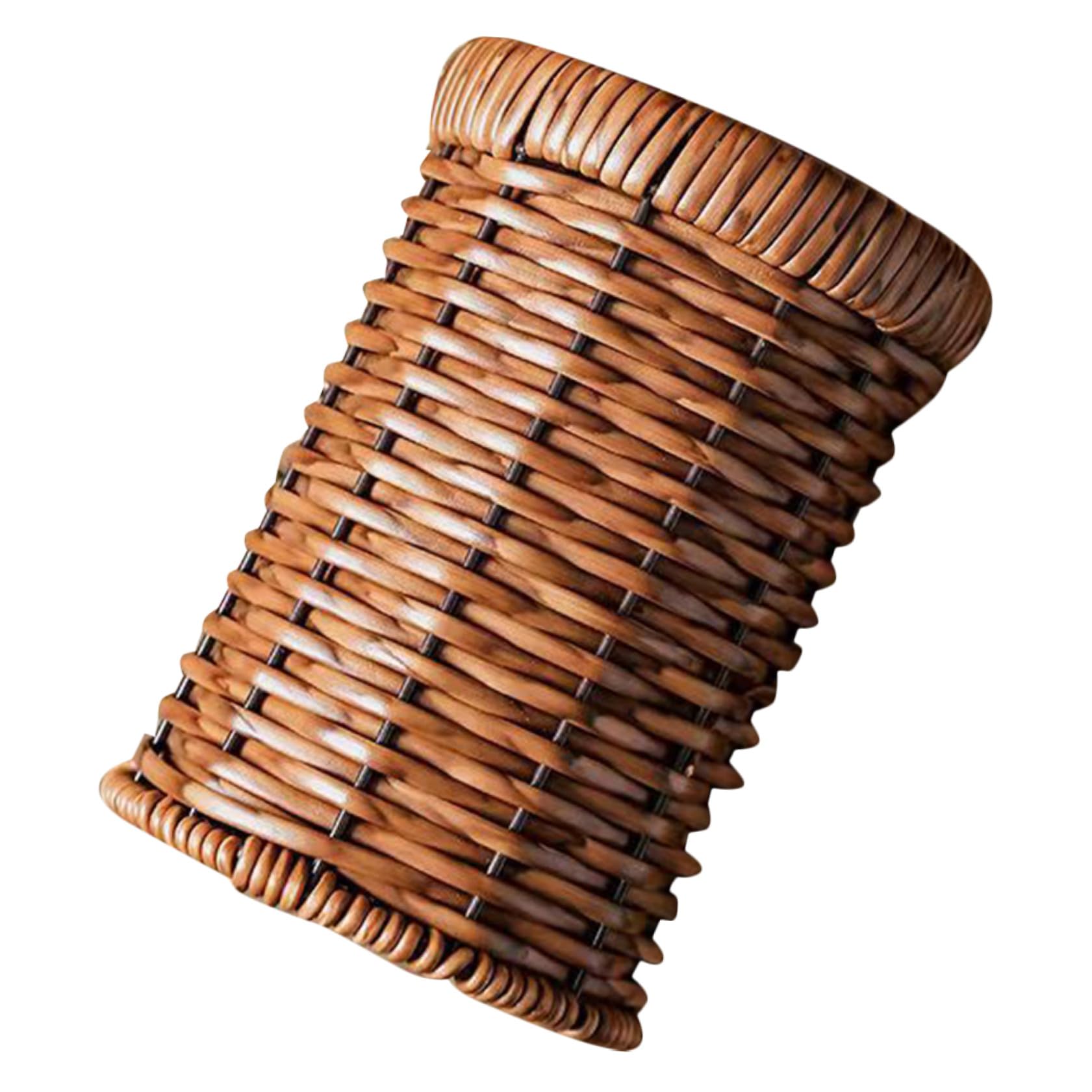 YUEKOPOU Woven Cutlery Organizer PP Iron Light Brown 15.6x10.4x10.4cm for Kitchen Counter Buffet