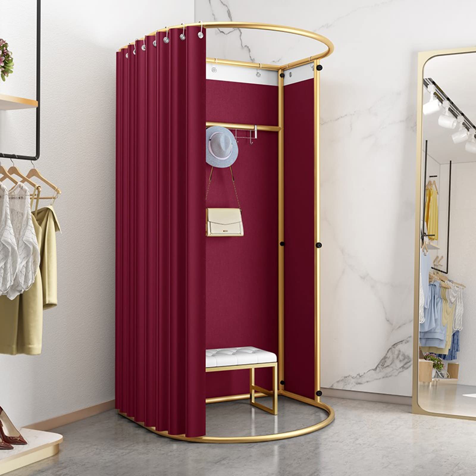 Cabine d'essayage pour magasin pour résoudre le manque d'espace vestiaire rouge