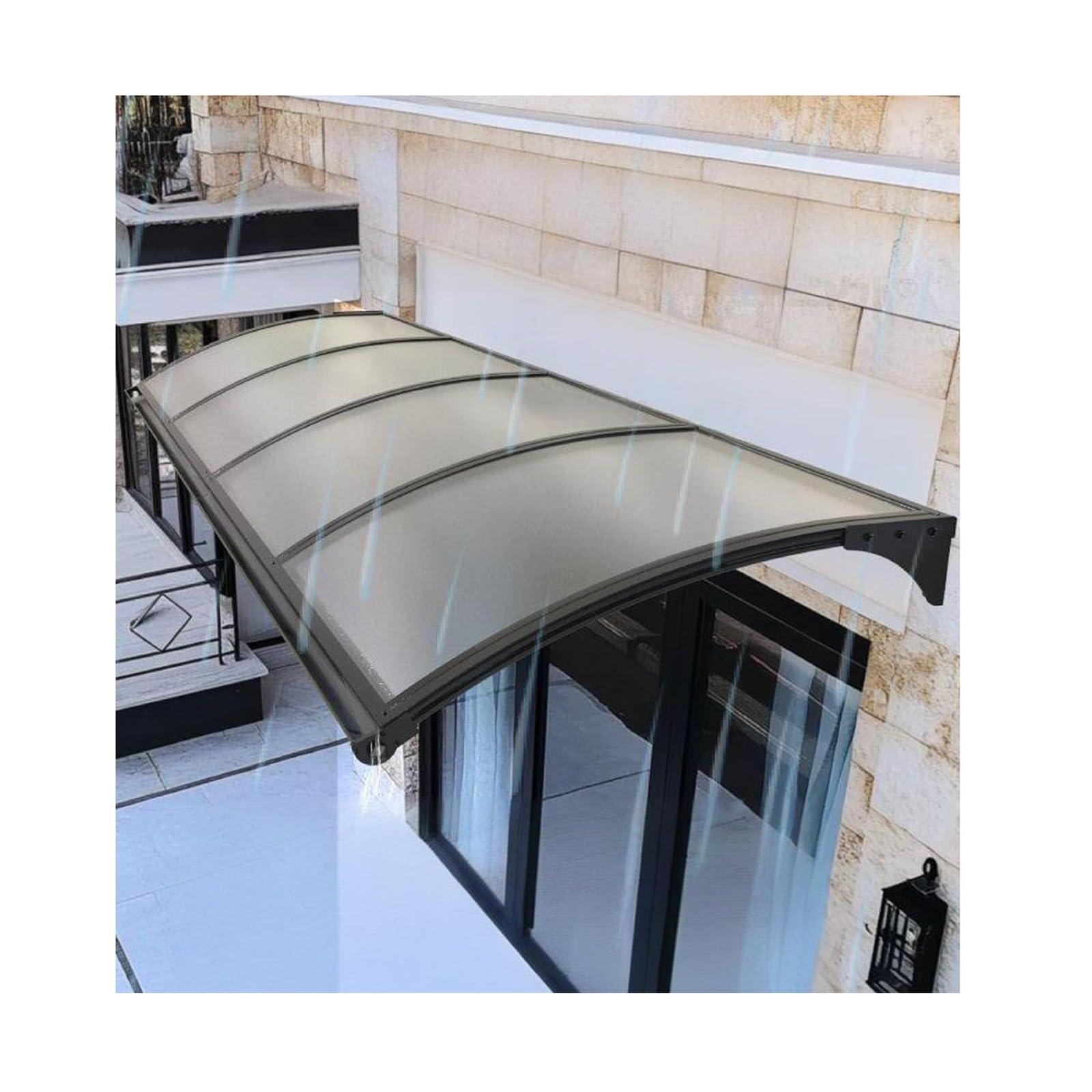 Baldacchino per porta d'ingresso per esterni, protezione dai raggi UV, per veranda, finestra, tetto, copertura impermeabile (110 x 350 cm), design resistente ed elegante