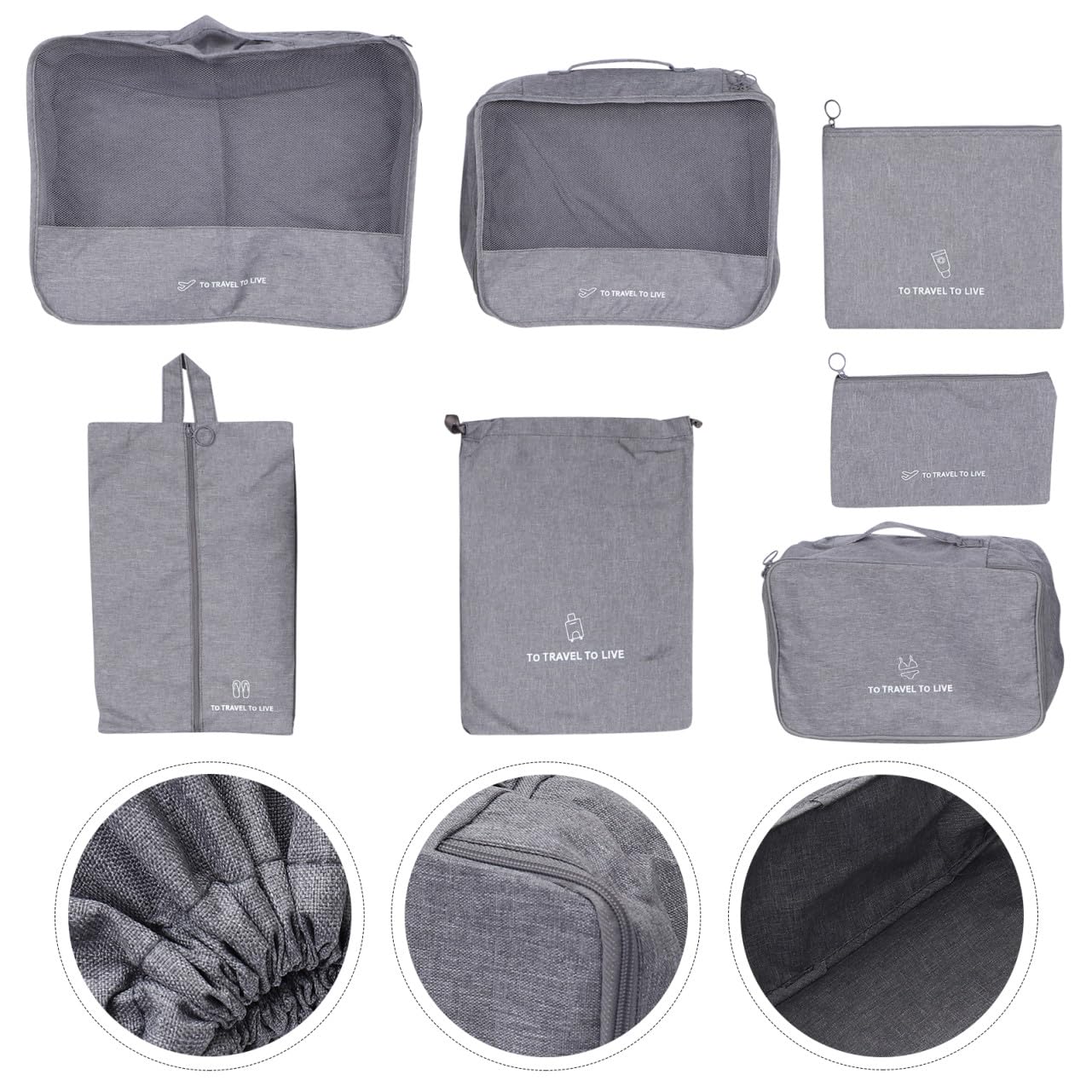 HEMOTON 7 pezzi Organizer da Viaggio in Tessuto con Zip Doppia Sacche Porta Abbigliamento e Intimo per Valigia per Business e Fine Settimana