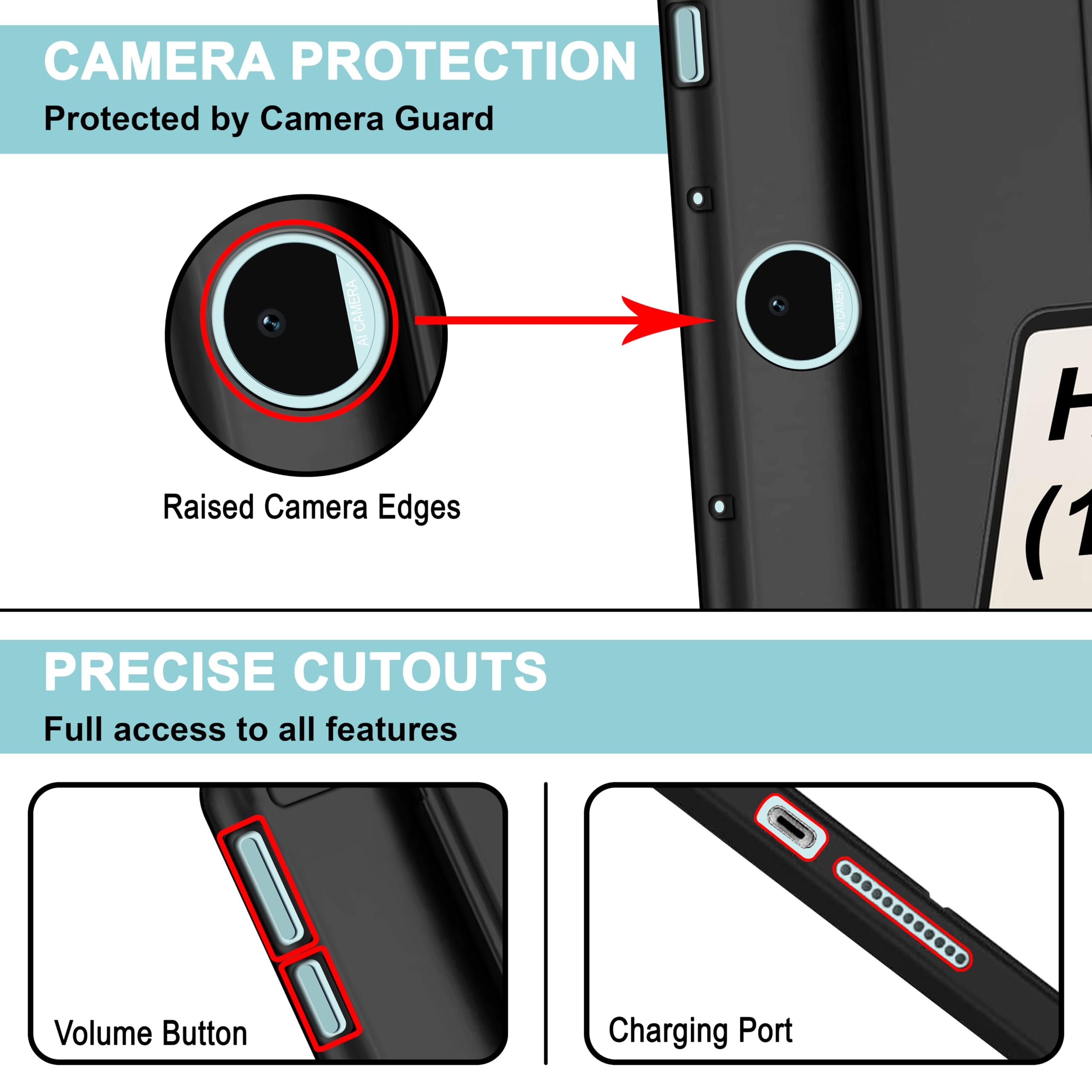 CEDO Tri-Fold for Honor Pad 9 (12.1 in) Smart Case Flip Cover with Multi Viewing Angles Stand | Leather Finish | Heat Dissipation | TPU Backcover (Black) — Amazon image 5