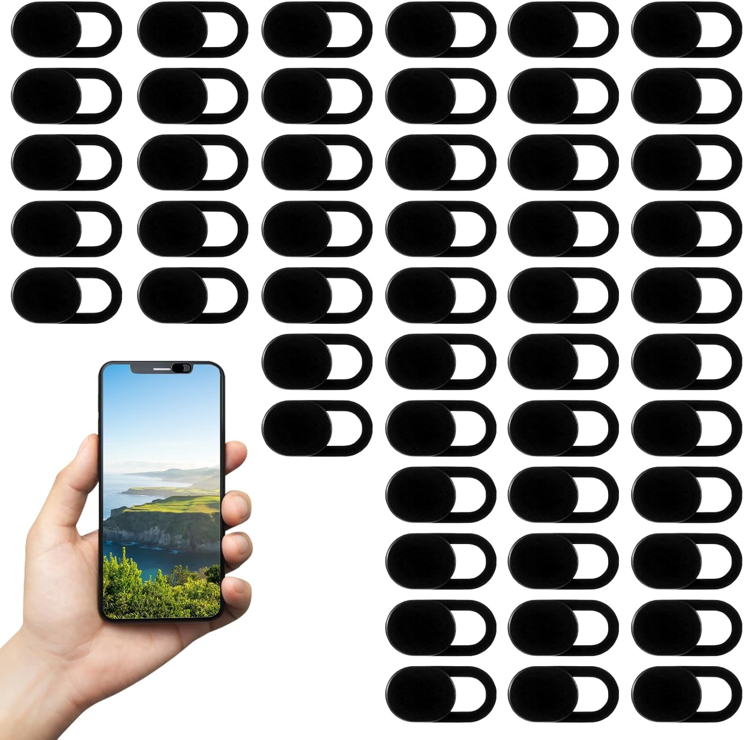 50 Pcs Webcam Cover Slide, 0.023 Inch Ultra-Thin Universal Camera Privacy Cover Black Camera Covers Slide for Phone, Laptop, Computer 50 Pcs Webcam Cover Slide, 0.023 Inch Ultra-Thin Universal Camera Privacy Cover Black Camera Covers Slide for Phone, Laptop, Computer