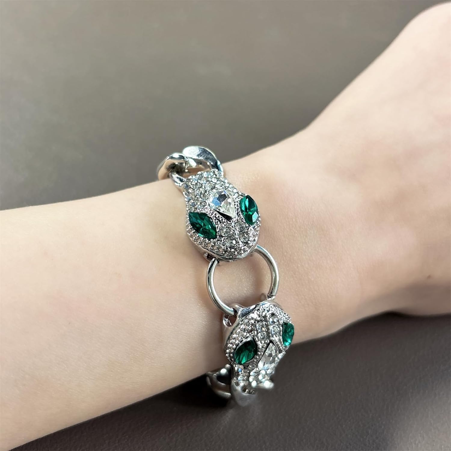 Snake Bracelet for Women Gold/Silver Crystal Snake Cuban Link Bracelet Chunky Adjustable Gothic Rhinestone Snakes Bracelet Punk Hip Hop Animal Jewelry - Image 6