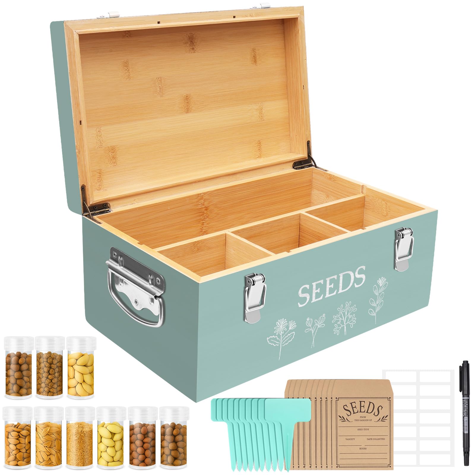 Intarsio Bamboo Wood Seed Storage Organizer