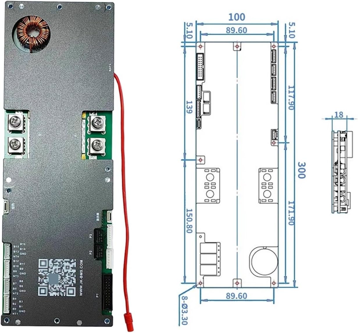 200A JK-PB1A16S15P 1A 2A Active Balancer Lifepo4 Battery 8S 9S 13S 16S 100A 150A Solar Energy Li-ion Power Bank(JK-PB2A16S15P)