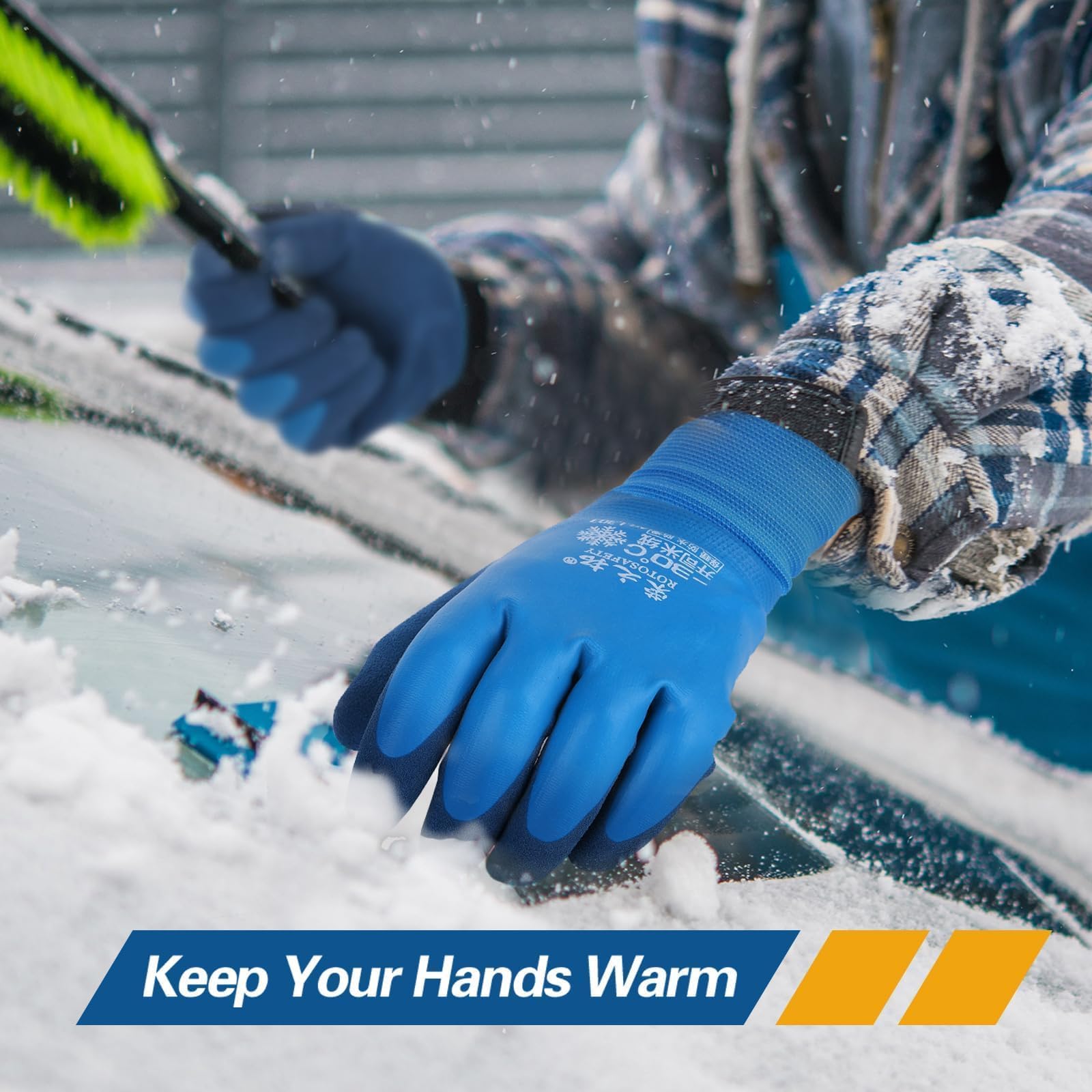 Guantes de trabajo de invierno impermeables para hombre y mujer (6 pares de guantes de trabajo calientes y congeladores para hombre y clima frío (azul, 6)