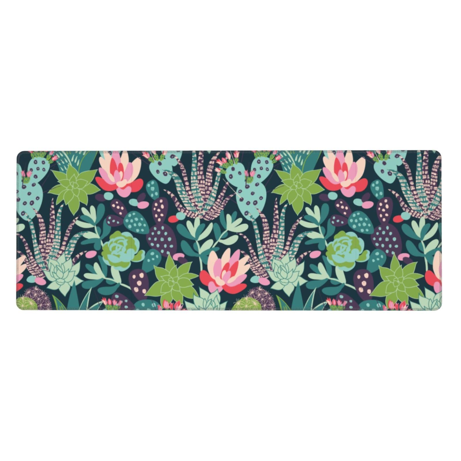 Cactus Large Gaming Mouse Pad, Waterproof Extended Succulent Floral Mousepad Desktop, Big Long Non-Slip Flower Mouse Mat for Laptop, Keyboard, Computer for Decor Office, 31.5 * 11.8 in