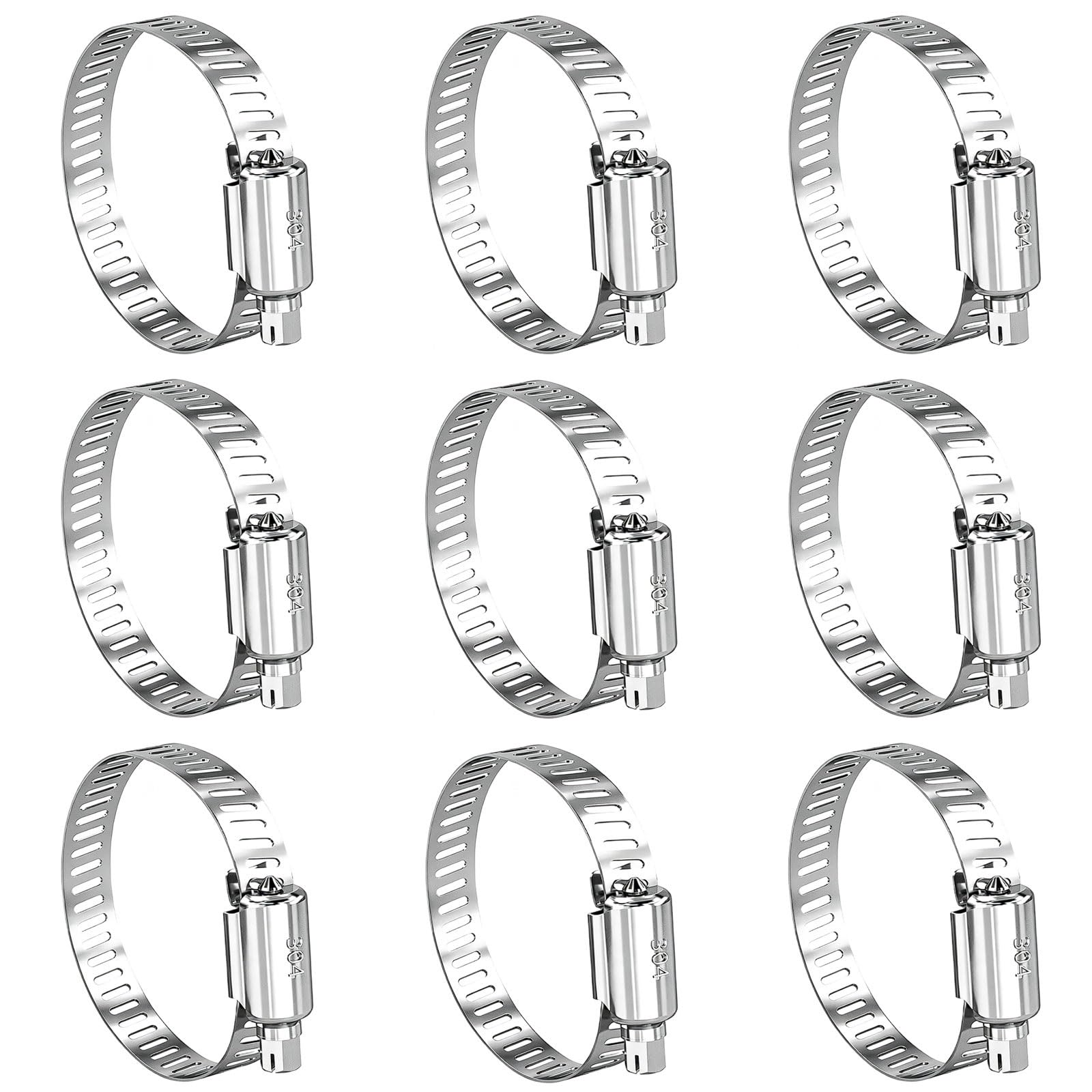 9-Pack 304 Stainless Steel Hose Clamps, Pipe Clips Holders for Water Pipes, Range Hoods, Washing Machines, Gas(46-70mm)